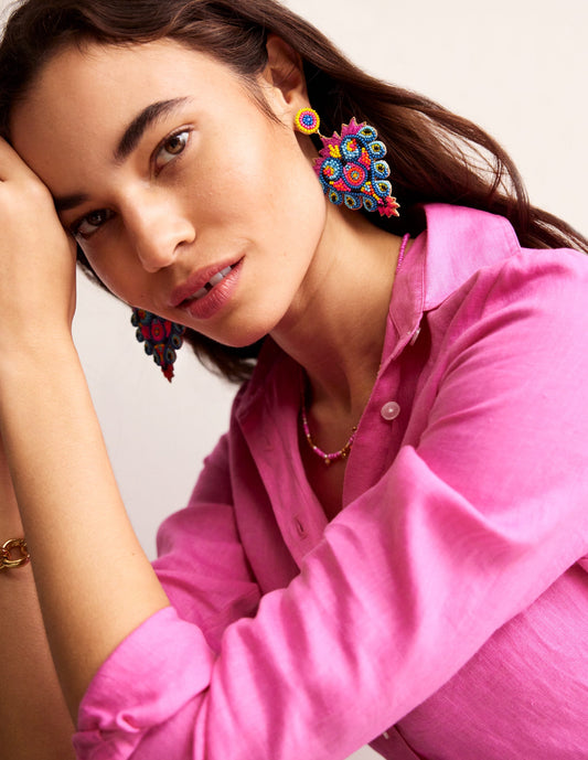 Beady Motif Earrings-Heart