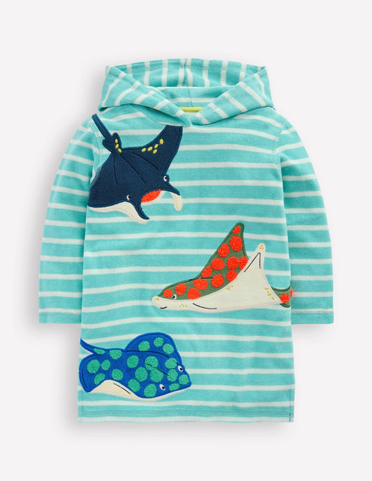 Appliqué Towelling Throw-on-Caribbean Blue Stingray