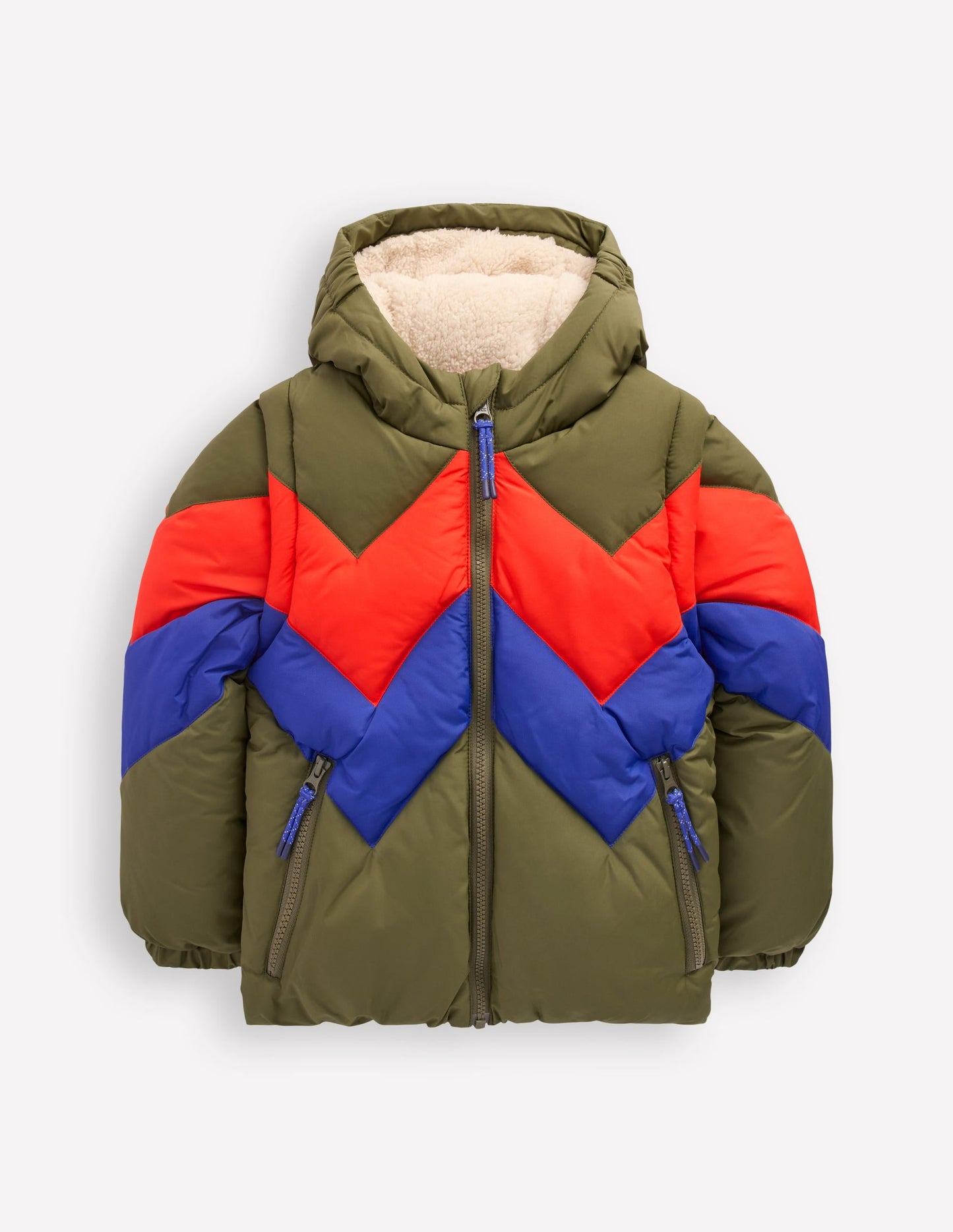 2-in-1 Padded Coat-Chestnut Chevron
