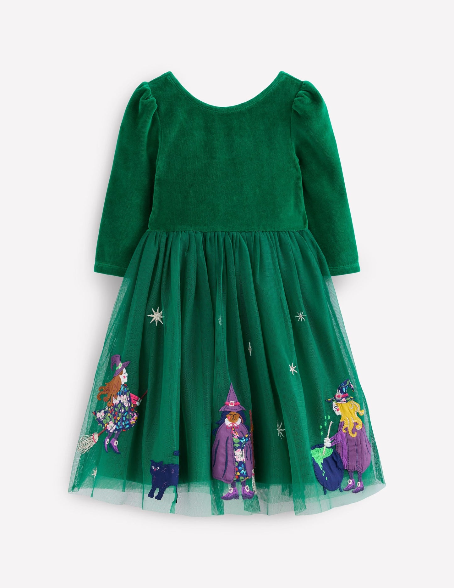 Aurora Appliqué Tulle Dress-Jewel Green Halloween