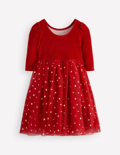 Aurora Appliqué Tulle Dress-Carmine Red Nutcracker