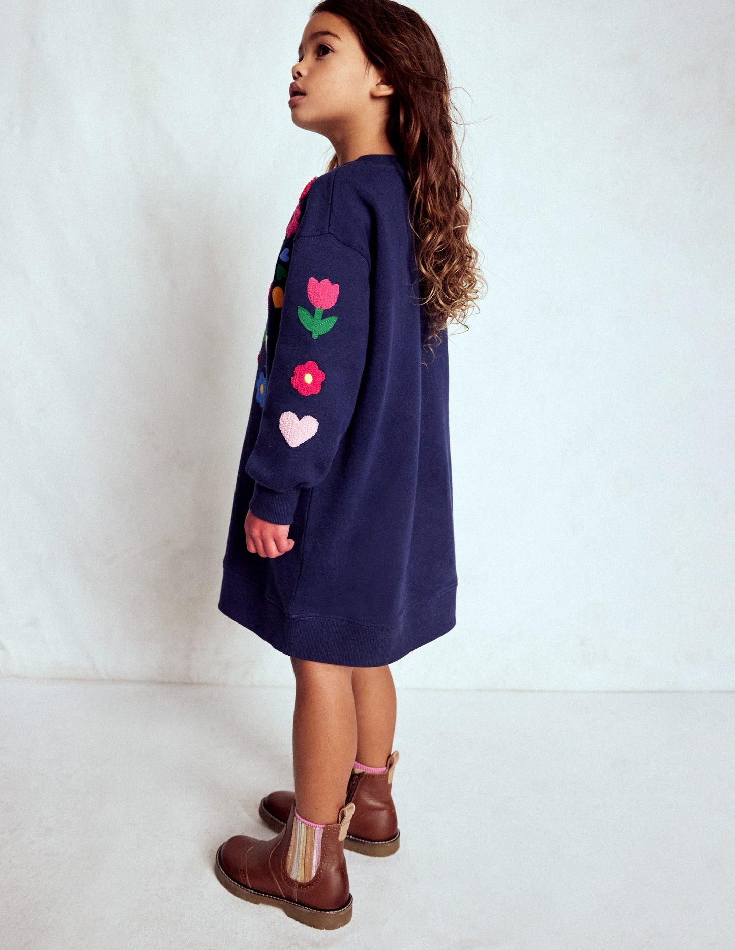 Ami Relaxed Sweatshirt Dress-College Navy Birds