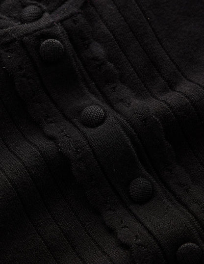 Angela Cotton Scallop Sweater-Black