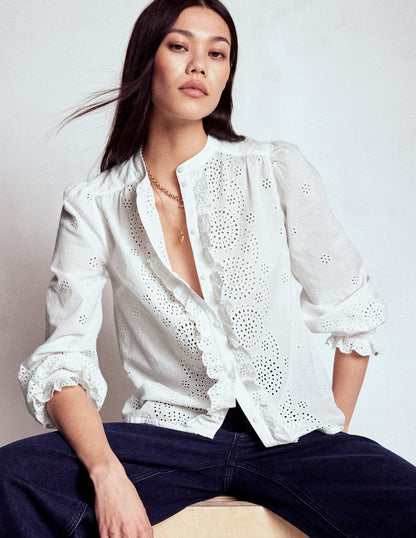 Alice Broderie Top-White