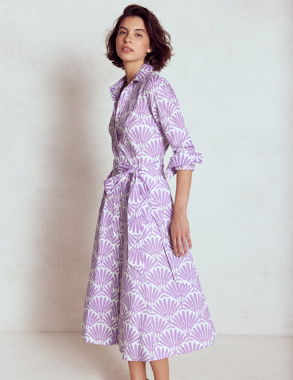 Amy Cotton Midi Shirt Dress-Pretty Violet, Deco Palm