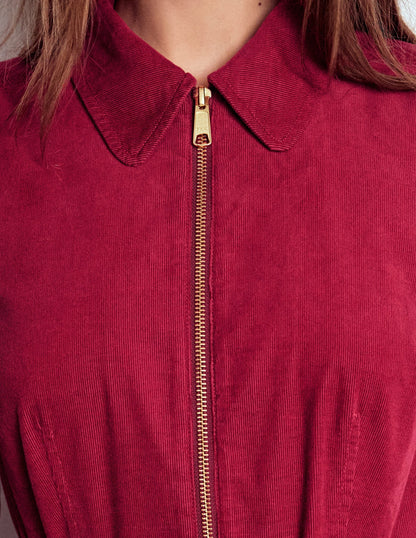Adelaide Zip Cord Midi Dress-Burgundy Red
