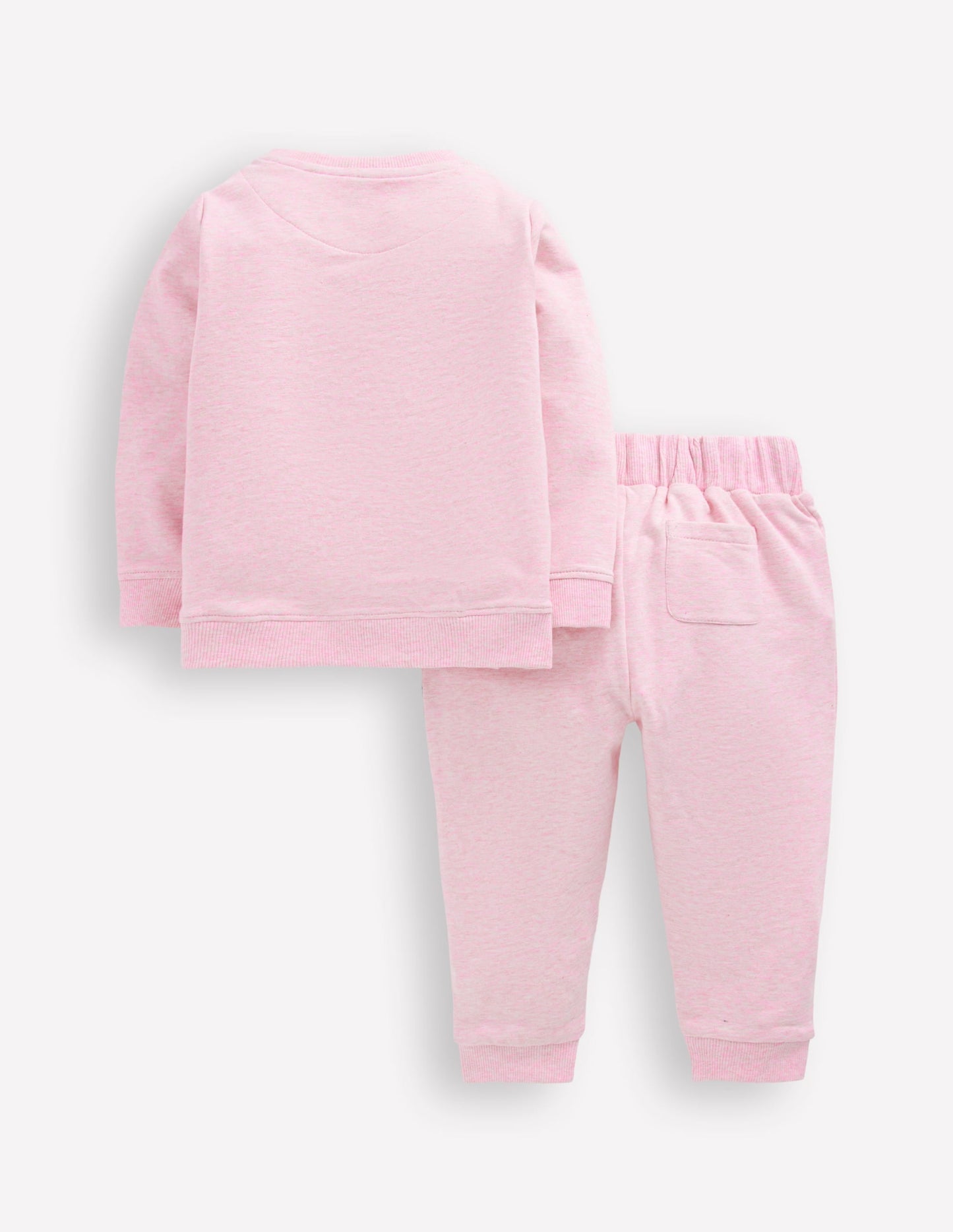 Appliqué Sweatshirt Set-Pink Floral Patchwork