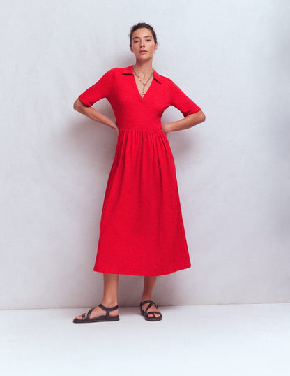 Aria Collared Jersey Dress-Merida Red