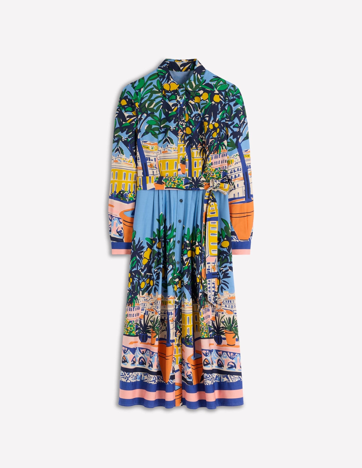 Alexa Cotton Midi Shirt Dress-Multi Balcony Scene