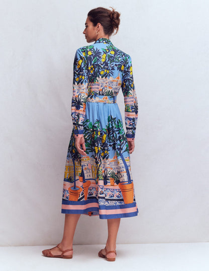 Alexa Cotton Midi Shirt Dress-Multi Balcony Scene