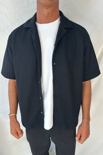 Chad Knitted Shirt Black - FINAL SALE