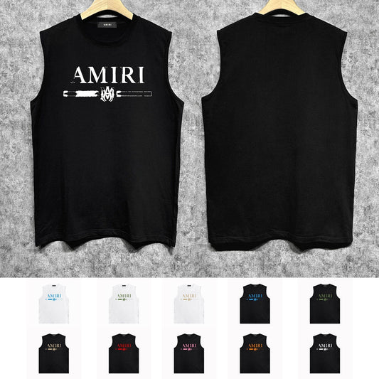 Amiri tank top with damaged letter horizontal stripesprinting