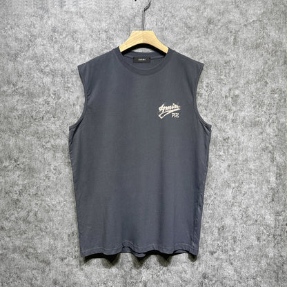 Amiri tank top with cracked letter and number print