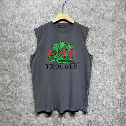 Amiri tank top cartoon colorful snake printing