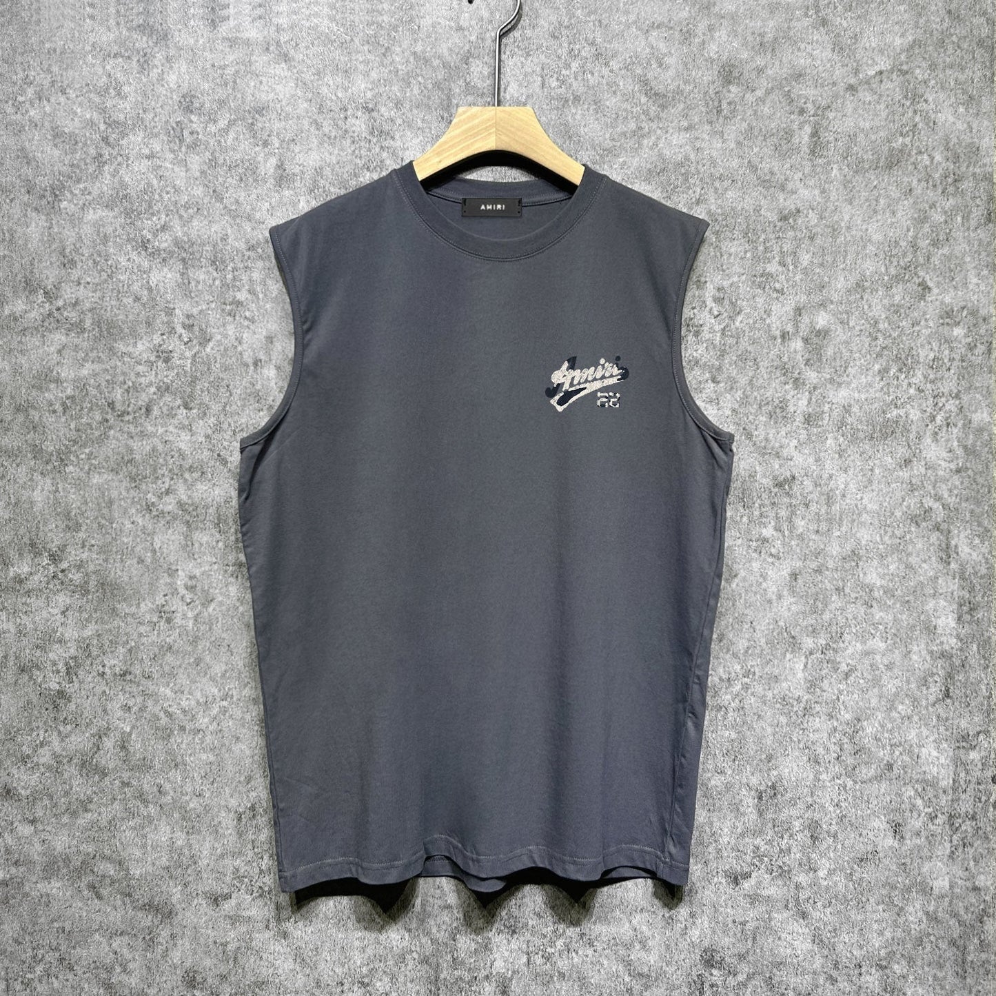 Amiri tank top with cracked letter and number print