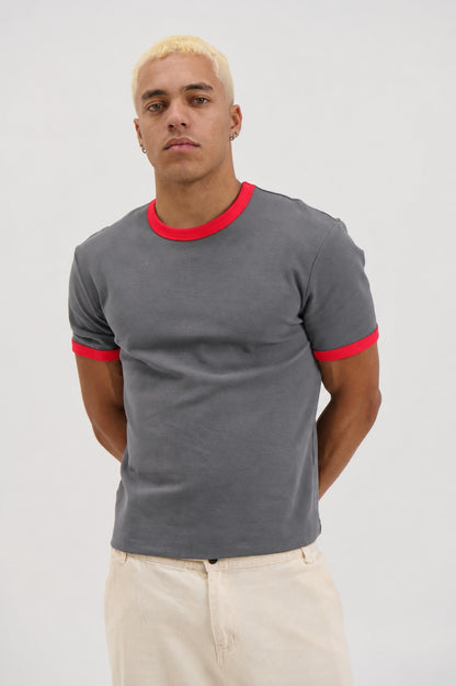 Charlie Ringer Tee Dark Grey