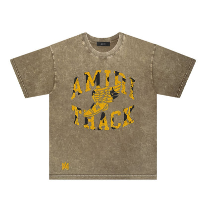 Amiri Washed Distressed T Shirt Printed Trendy Pure Cotton