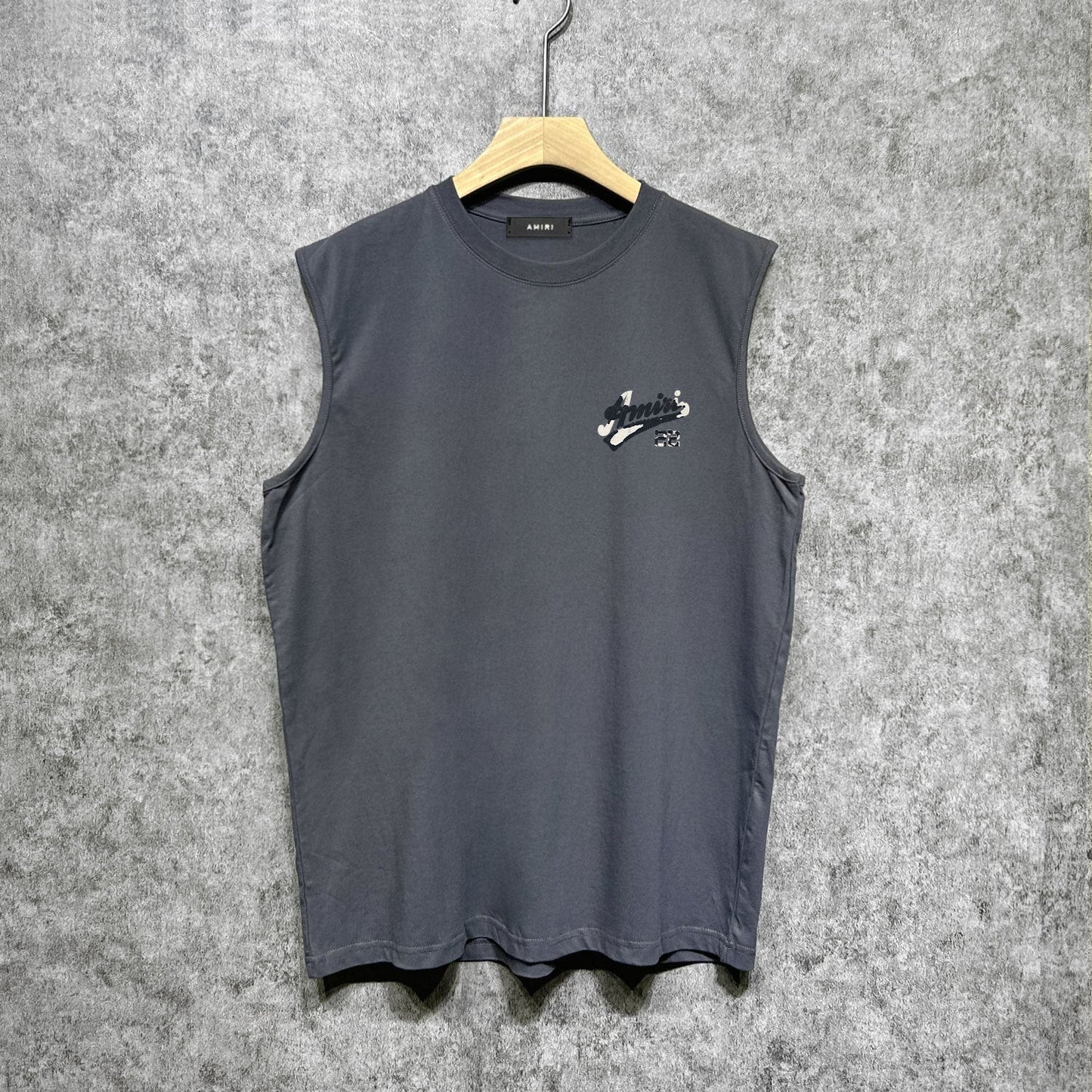 Amiri tank top with cracked letter and number print