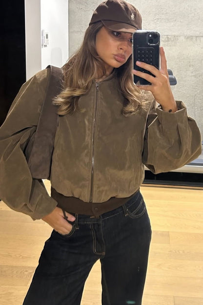 Clara Bomber Brown