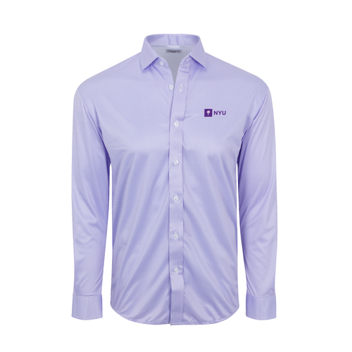 New York University Quattro Flex Dress Shirt with Semi-Spread Collar Lavender Houndstooth