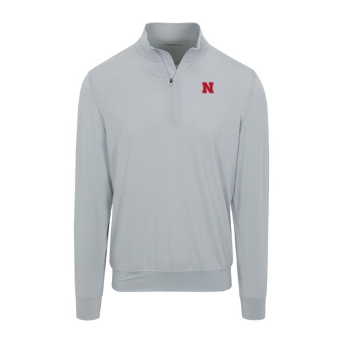 Nebraska Velocity Performance Quarter Zip Light Grey
