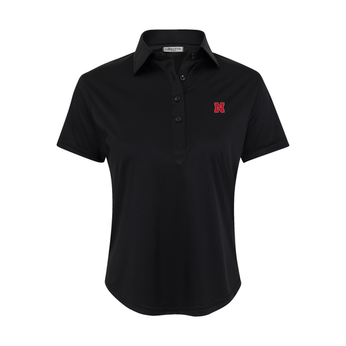 Nebraska Women's Cap Sleeve Semi Spread Polo Black