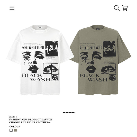 American vintage street T-shirt vintage loose cotton summer boys