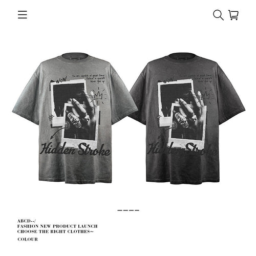 American vintage street T-shirt pure cotton retro men's and women's summer loose