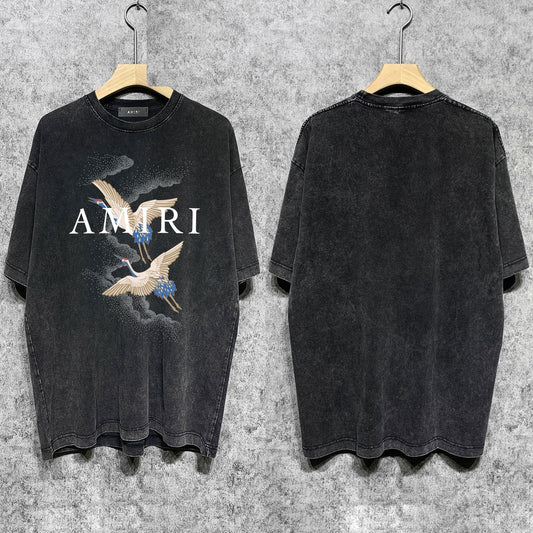 Amiri T-shirt Washed and Worn Retro Short Sleeve T-shirt