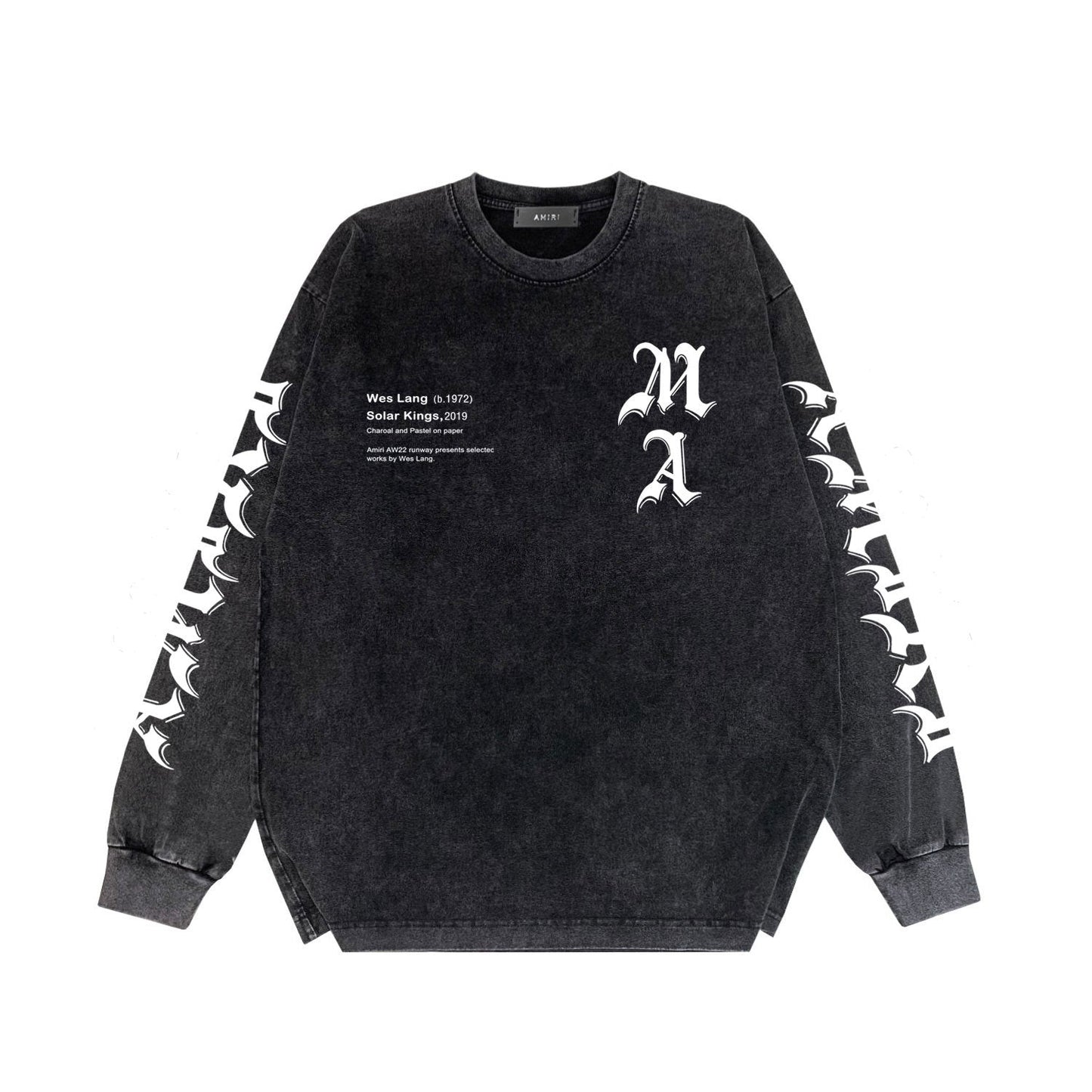 Amiri Long-Sleeved Shirt Cool Handsome Personalized Printed Vintage Retro Long Sleeve T-shirt