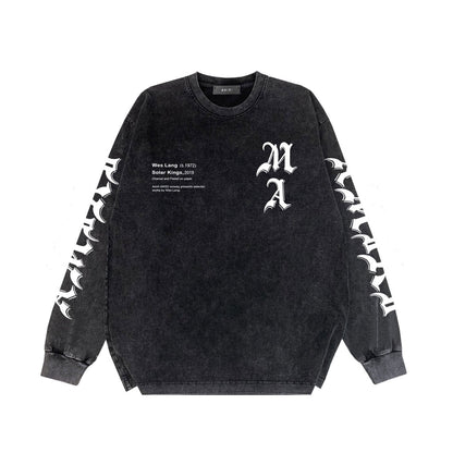 Amiri Long-Sleeved Shirt Cool Handsome Personalized Printed Vintage Retro Long Sleeve T-shirt