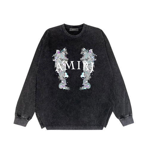Amiri Long Sleeve Shirt Vintage T Shirt Washed and Worn Vintage Long Sleeve T-shirt