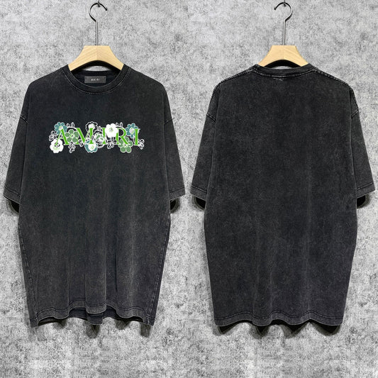 Amiri T-shirt Washed and Worn Retro Short Sleeve T-shirt
