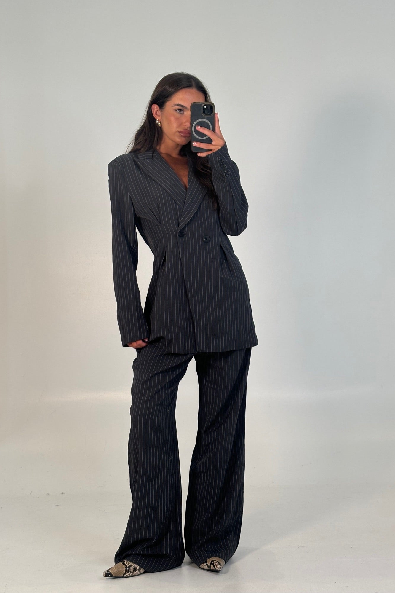 Kassandra Pinstripe Set Grey - FINAL SALE