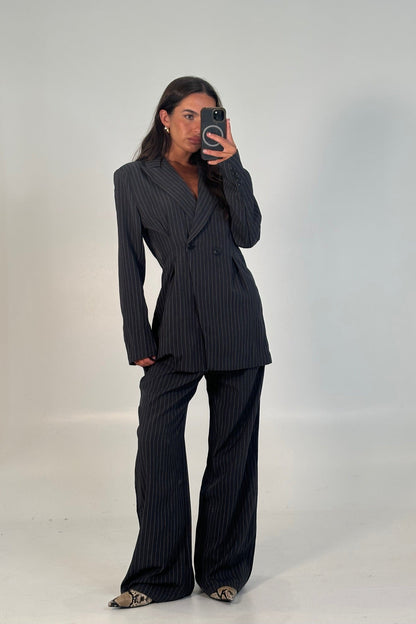 Kassandra Pinstripe Set Grey - FINAL SALE