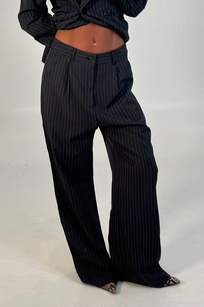 Kassandra Pinstripe Set Grey - FINAL SALE