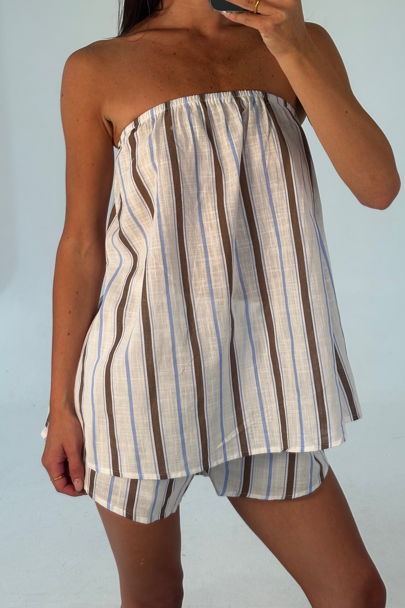 Liberty Strapless Set Chocolate/Blue - FINAL SALE