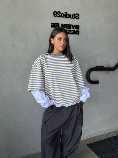 Bloom Short Sleeve Ash Stripe