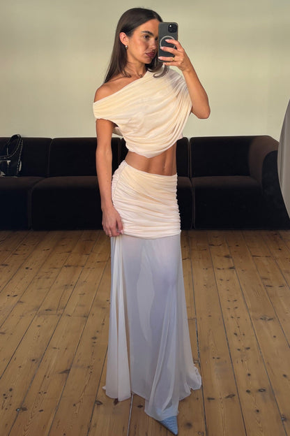 Charlize Drape Skirt Beige - FINAL SALE