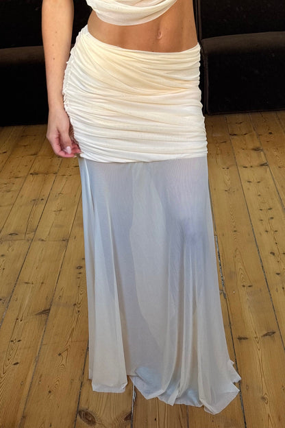 Charlize Drape Skirt Beige - FINAL SALE