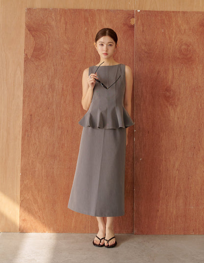 Addison Panel Peplum Top in Grey