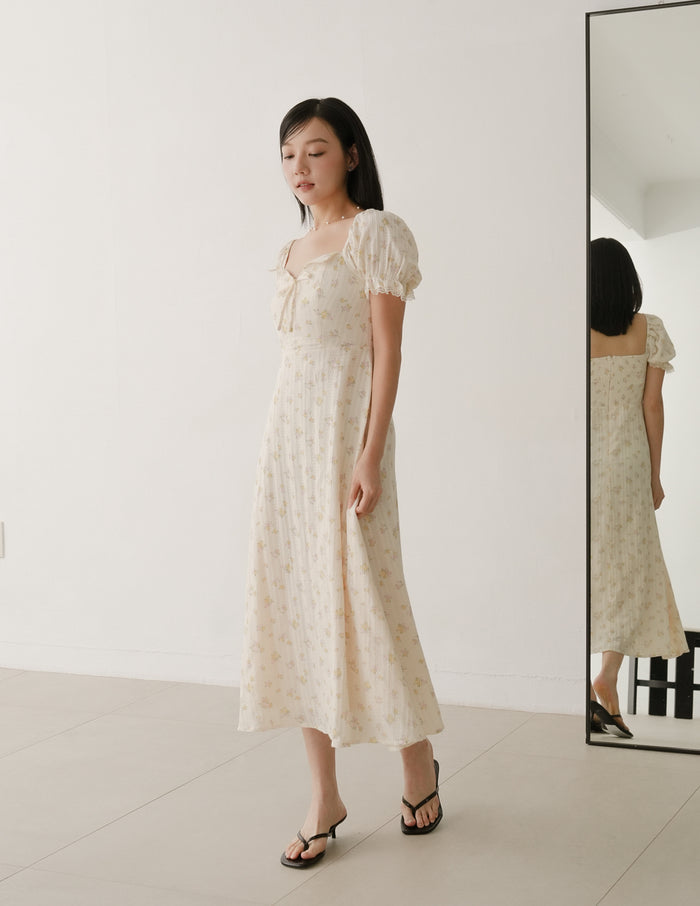Anna Padded Midi Dress in Floral