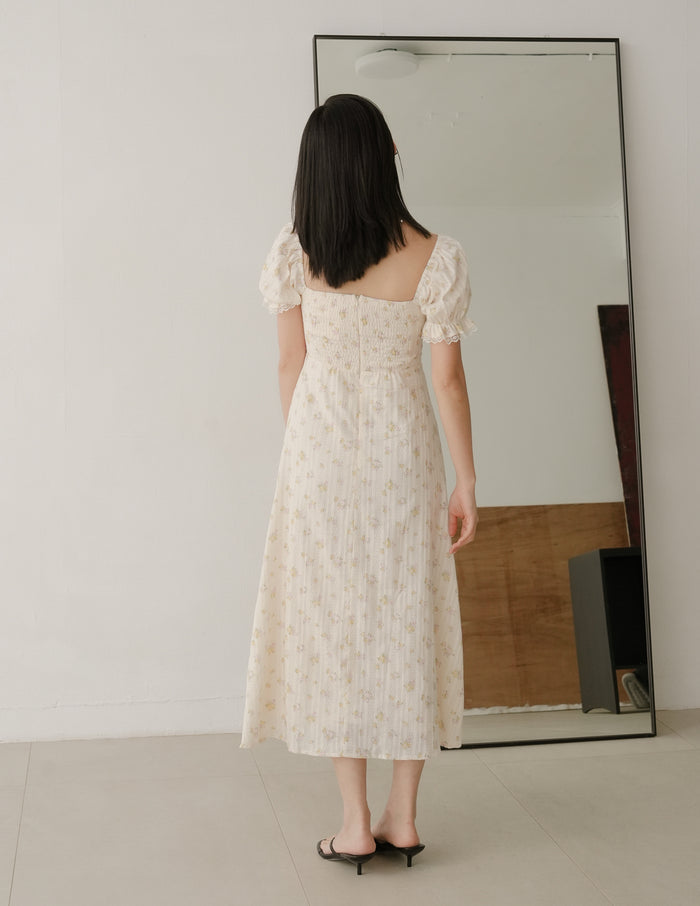 Anna Padded Midi Dress in Floral