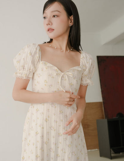 Anna Padded Midi Dress in Floral
