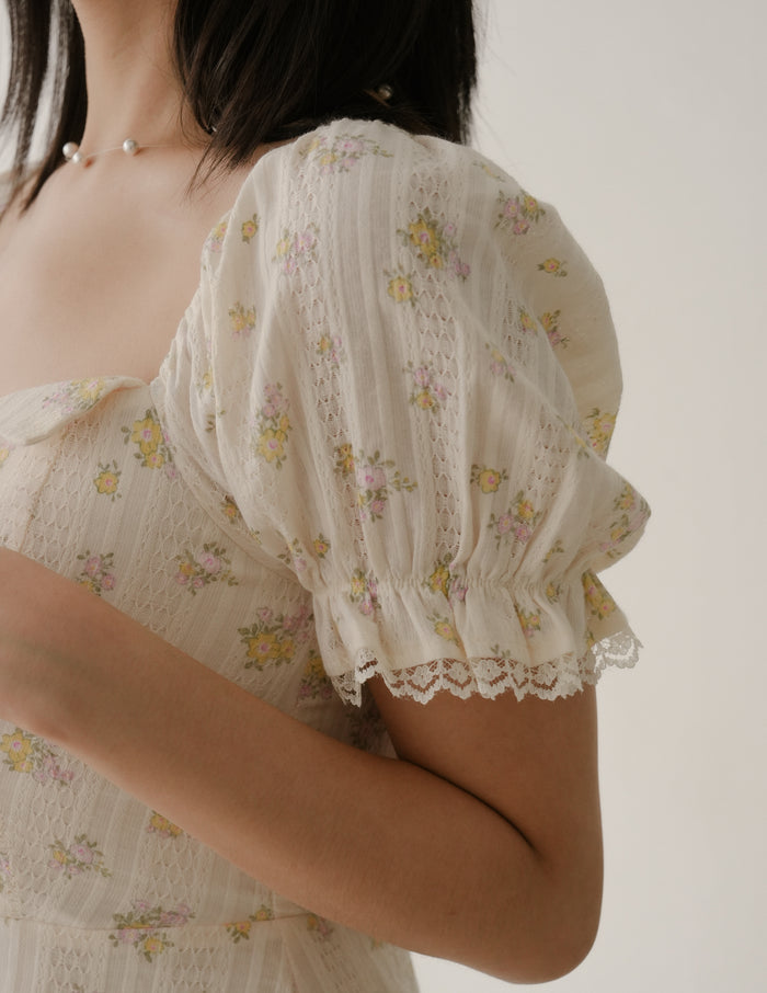 Anna Padded Midi Dress in Floral