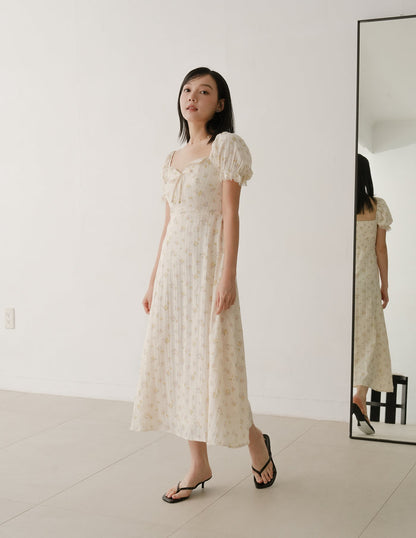Anna Padded Midi Dress in Floral