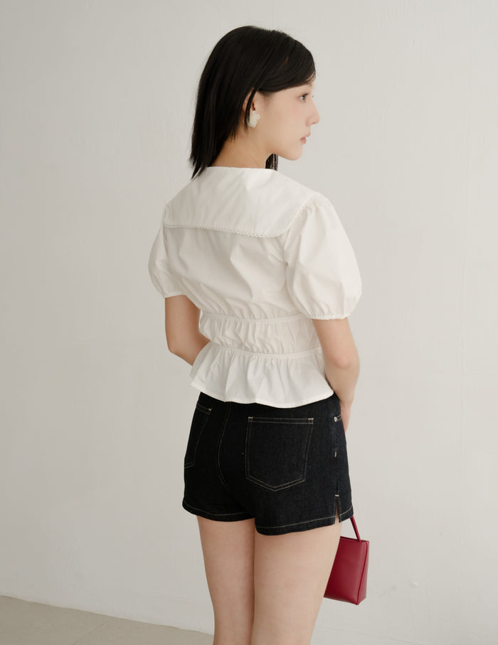 Aveline Peterpan Collar Blouse in White