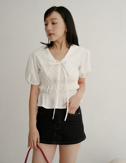 Aveline Peterpan Collar Blouse in White
