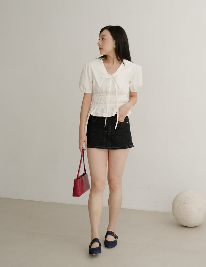 Aveline Peterpan Collar Blouse in White
