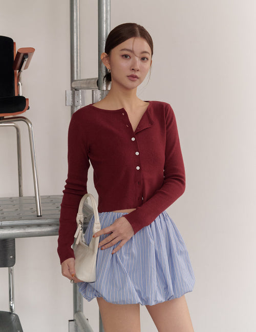 Avery Knit Crop Cardigan in Burgundy